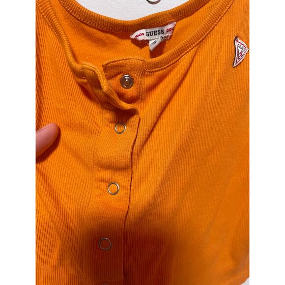 GUESS Women's Sleeveless Classic Ribbed Crop Top Orange Size XL - Picture 6 of 8